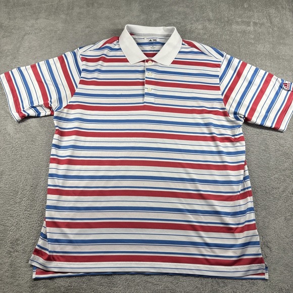 adidas Other - Adidas Golf Polo Climalite Red/Blue Striped Short Sleeve Shirt Size XL